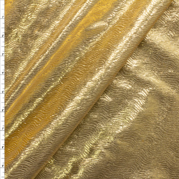 Gold Wavy Patterned Tissue Lamé #30356 Fabric By The Yard