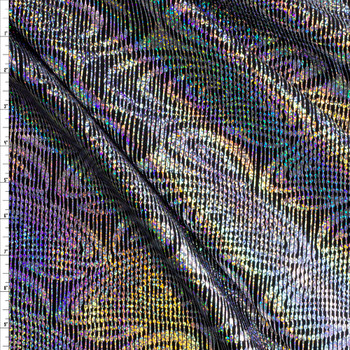 Silver Holographic Waving Loops Nylon/Spandex #30357 Fabric By The Yard