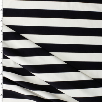 Black and Offwhite Horizontal Stripe Nylon/Spandex #30361 Fabric By The Yard
