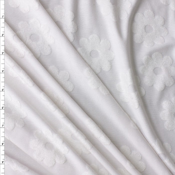 White on White Tossed Flowers Burnout French Terry #30363 Fabric By The Yard White on White Tossed Flowers Burnout French Terry #30363 Fabric By The Yard