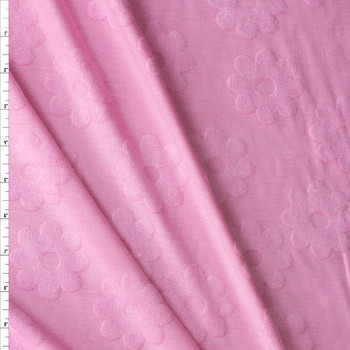 Pink on Pink Tossed Flowers Burnout French Terry #30365 Fabric By The Yard