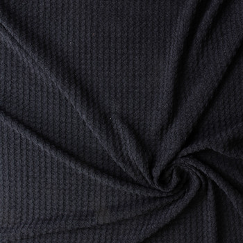 Black Chunky Knit Texture Double Knit #30366 Fabric By The Yard - Wide shot Black Chunky Knit Texture Double Knit #30366 Fabric By The Yard - Wide shot