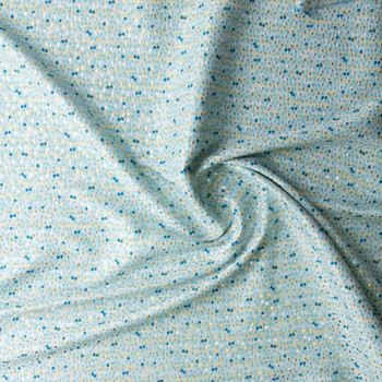 Aqua, Gold, and Turquoise Scattered Dots on White Italian Designer Brocade #30400 Fabric By The Yard - Wide shot Aqua, Gold, and Turquoise Scattered Dots on White Italian Designer Brocade #30400 Fabric By The Yard - Wide shot