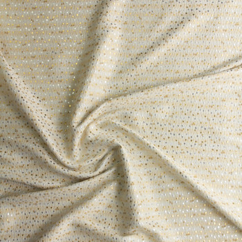 Gold, Silver, and Tan Scattered Dots on Offwhite Italian Designer Brocade #30401 Fabric By The Yard - Wide shot Gold, Silver, and Tan Scattered Dots on Offwhite Italian Designer Brocade #30401 Fabric By The Yard - Wide shot