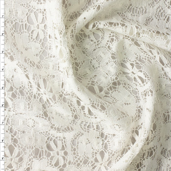 Warm White Floral Cotton Crochet Lace #30412 Fabric By The Yard