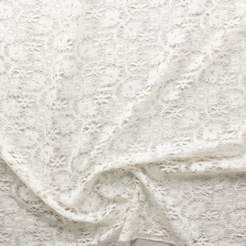 Warm White Floral Cotton Crochet Lace #30412 Fabric By The Yard - Wide shot