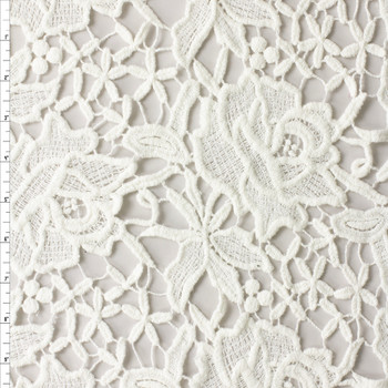 Warm White Large Floral Chunky Cotton Guipure Lace #30414 Fabric By The Yard Warm White Large Floral Chunky Cotton Guipure Lace #30414 Fabric By The Yard