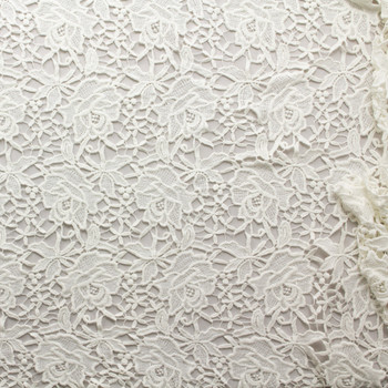 Warm White Large Floral Chunky Cotton Guipure Lace #30414 Fabric By The Yard - Wide shot Warm White Large Floral Chunky Cotton Guipure Lace #30414 Fabric By The Yard - Wide shot