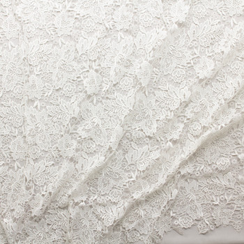 Warm White Floral Guipure Lace #30416 Fabric By The Yard - Wide shot