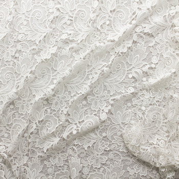 Warm White Floral Guipure Lace #30417 Fabric By The Yard - Wide shot Warm White Floral Guipure Lace #30417 Fabric By The Yard - Wide shot