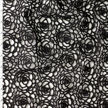 Black Crowded Floral Cotton Designer Lace #30420 Fabric By The Yard