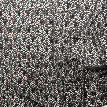 Black Crowded Floral Cotton Designer Lace #30420 Fabric By The Yard - Wide shot