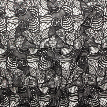 Black Patchwork Pattern Designer Lace #30421 Fabric By The Yard - Wide shot Black Patchwork Pattern Designer Lace #30421 Fabric By The Yard - Wide shot