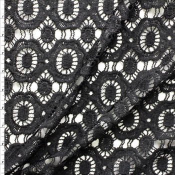 Black Medallion Cotton Lace #30422 Fabric By The Yard