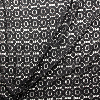Black Medallion Cotton Lace #30422 Fabric By The Yard - Wide shot