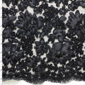 Black Bridal Alençon Lace #30426 Fabric By The Yard