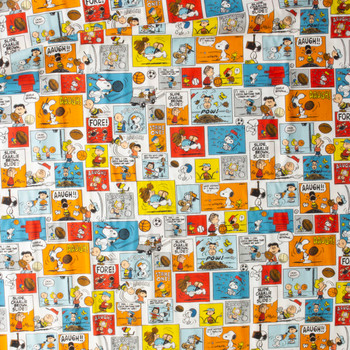 Peanuts Sports Comic Quilter’s Cotton from Maywood Studio #30454 Fabric By The Yard - Wide shot Peanuts Sports Comic Quilter’s Cotton from Maywood Studio #30454 Fabric By The Yard - Wide shot