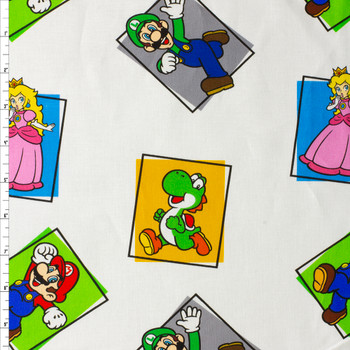 Mario and Friends Color Block Quilter’s Cotton from Maywood Studio #30468 Fabric By The Yard Mario and Friends Color Block Quilter’s Cotton from Maywood Studio #30468 Fabric By The Yard
