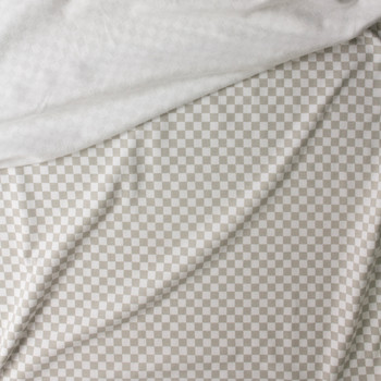 White and Light Grey Checkers Cotton Sweatshirt Fleece #30480 Fabric By The Yard - Wide shot