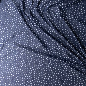 White Leaves on Indigo Chambray Print #30579 Fabric By The Yard - Wide shot White Leaves on Indigo Chambray Print #30579 Fabric By The Yard - Wide shot