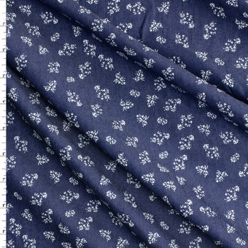 Micro Floral Clusters on Indigo Chambray Print #30581 Fabric By The Yard Micro Floral Clusters on Indigo Chambray Print #30581 Fabric By The Yard