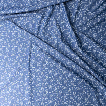Floral Vines on Medium Blue Chambray Print #30582 Fabric By The Yard - Wide shot Floral Vines on Medium Blue Chambray Print #30582 Fabric By The Yard - Wide shot