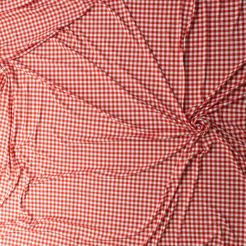 Red and White Gingham Stretch Rib Knit #30609 Fabric By The Yard - Wide shot