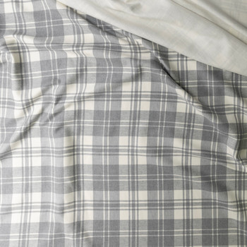 Grey and Winter White Plaid Reversible Cotton Flannel #30613 Fabric By The Yard - Wide shot Grey and Winter White Plaid Reversible Cotton Flannel #30613 Fabric By The Yard - Wide shot