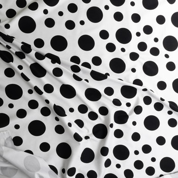 Black Dots on White Nylon/Viscose/Spandex #30650 Fabric By The Yard - Wide shot