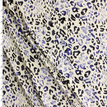 Tie Dye Blue Cheetah on Ivory Stretch Modal Jersey Knit from ‘Hanky Panky’ #30661 Fabric By The Yard