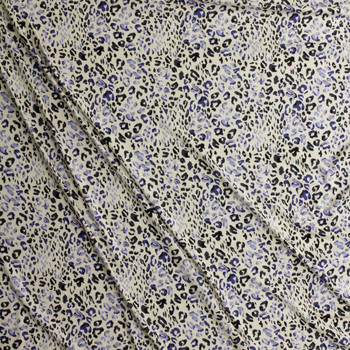 Tie Dye Blue Cheetah on Ivory Stretch Modal Jersey Knit from ‘Hanky Panky’ #30661 Fabric By The Yard - Wide shot