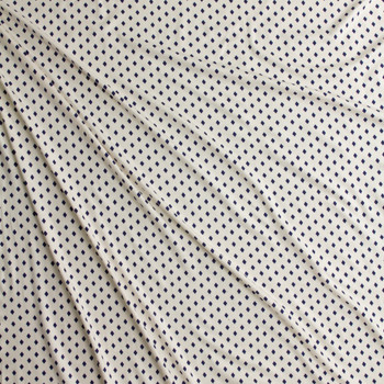 Deep Blue Diamonds on Ivory Stretch Modal Jersey Knit from ‘Hanky Panky’ #30662 Fabric By The Yard - Wide shot Deep Blue Diamonds on Ivory Stretch Modal Jersey Knit from ‘Hanky Panky’ #30662 Fabric By The Yard - Wide shot
