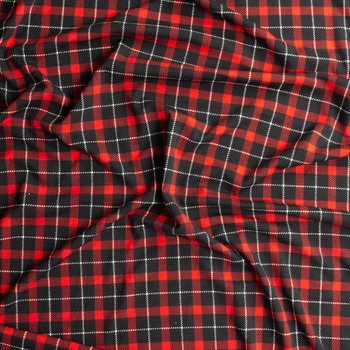 Black and Red Plaid Crepe Knit #30683 Fabric By The Yard - Wide shot