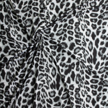 Greyscale Leopard Double Brushed Poly/Spandex Knit #30693 Fabric By The Yard - Wide shot Greyscale Leopard Double Brushed Poly/Spandex Knit #30693 Fabric By The Yard - Wide shot