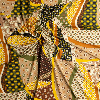 Earthtone Patterned Fractals Double Brushed Poly/Spandex Knit #30695 Fabric By The Yard - Wide shot Earthtone Patterned Fractals Double Brushed Poly/Spandex Knit #30695 Fabric By The Yard - Wide shot