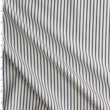 Indigo on Warm White Vertical Stripe Designer Cotton Shirting #30711 Fabric By The Yard Indigo on Warm White Vertical Stripe Designer Cotton Shirting #30711 Fabric By The Yard
