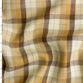 Tan, Caramel, Taupe, and Ivory Plaid Linen #30723 Fabric By The Yard Tan, Caramel, Taupe, and Ivory Plaid Linen #30723 Fabric By The Yard