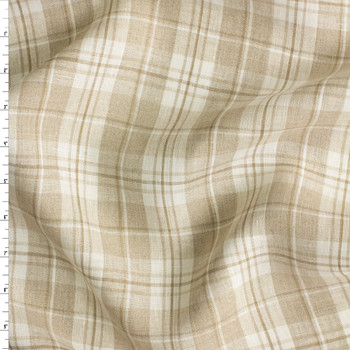 Offwhite and Oatmeal Plaid Linen #30725 Fabric By The Yard Offwhite and Oatmeal Plaid Linen #30725 Fabric By The Yard