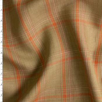 Taupe and Orange Linen #30726 Fabric By The Yard Taupe and Orange Linen #30726 Fabric By The Yard