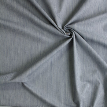 Indigo and Offwhite Vertical Mini Stripe 8.9oz. Designer Denim #30749 Fabric By The Yard - Wide shot