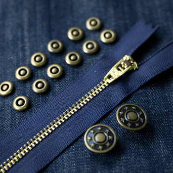 Antique Brass Jeans Hardware Kit - Rivets, Buttons, and Zipper