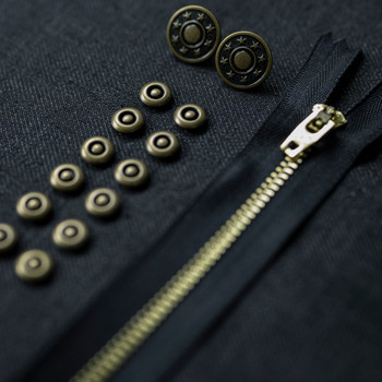 Antique Brass Jeans Hardware Kit - Rivets, Buttons, and Zipper