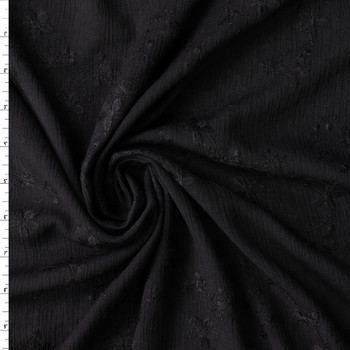 Black Embroidered Floral Rayon Gauze #30799 Fabric By The Yard