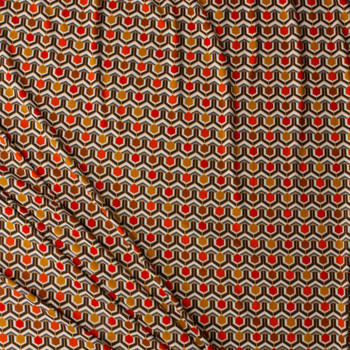 Autumn Tones Retro Geometric Double Brushed Poly/Spandex #30807 Fabric By The Yard - Wide shot