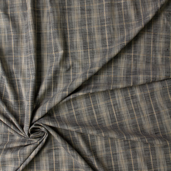 Tan and Black Glen Plaid Viscose/Linen #30824 Fabric By The Yard - Wide shot