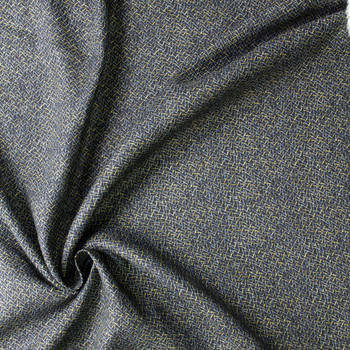 Yellow and Blue Streaked Geometric on Black Linen #30825 Fabric By The Yard - Wide shot