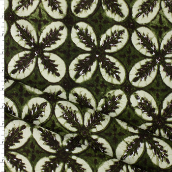 Olive Tie Dye Floral Japanese Cotton Poplin #30856 Fabric By The Yard