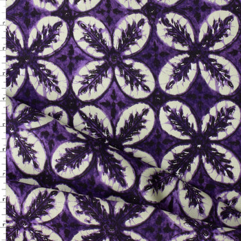 Aubergine Tie Dye Floral Japanese Cotton Poplin #30857 Fabric By The Yard