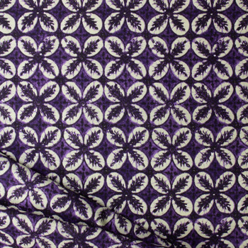 Aubergine Tie Dye Floral Japanese Cotton Poplin #30857 Fabric By The Yard - Wide shot