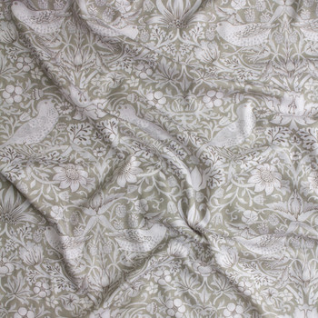 The Berry Pickers Taupe Japanese Lightweight Cotton Sateen #30867 Fabric By The Yard - Wide shot